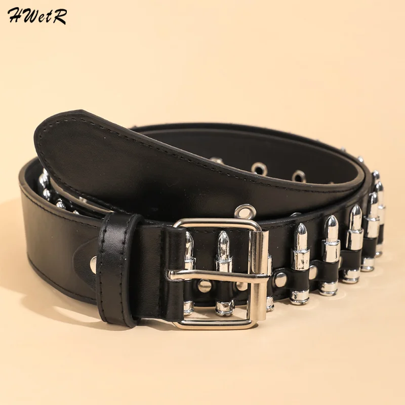 1pc Unisex Punk Bullets Belt PU Leather Belt Adjustable Body Decoration Belt Gothic Rock Wild Holiday Costume Accessories Gifts