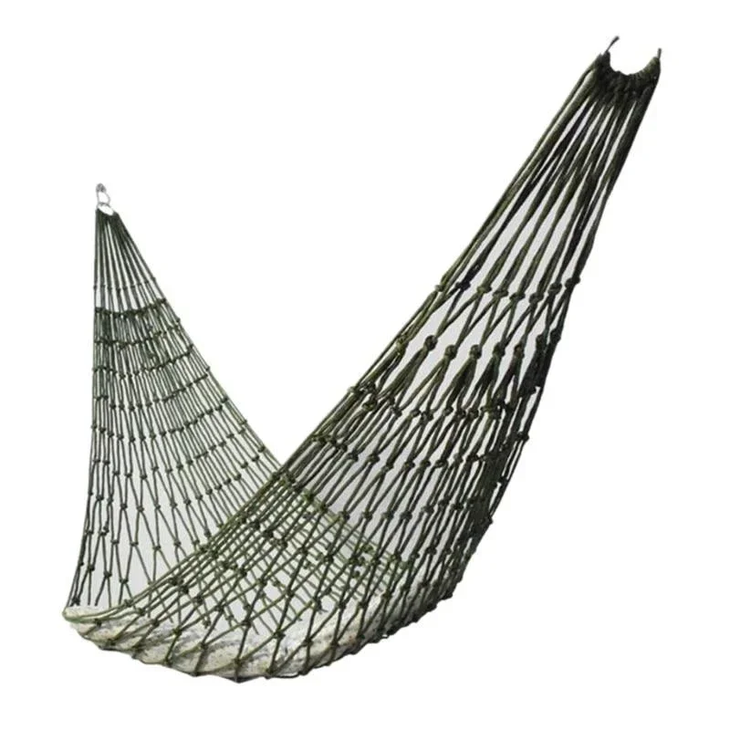 Nylon Rope Meshy Hammock for Outdoor Sleeping Net Bed with Rope Portable Camping Garden Beach Yard Travel Swing Hanging Bed