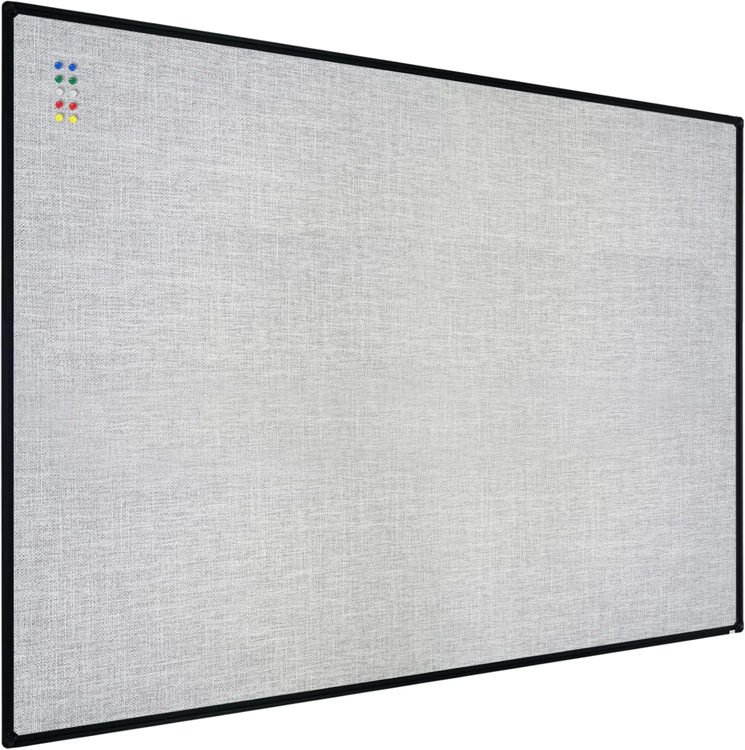 

Grey Linen Cork Bulletin Board 48x36 Inch with Black Aluminum Frame, Wall Mounted Memo Pin Board for Office Home School
