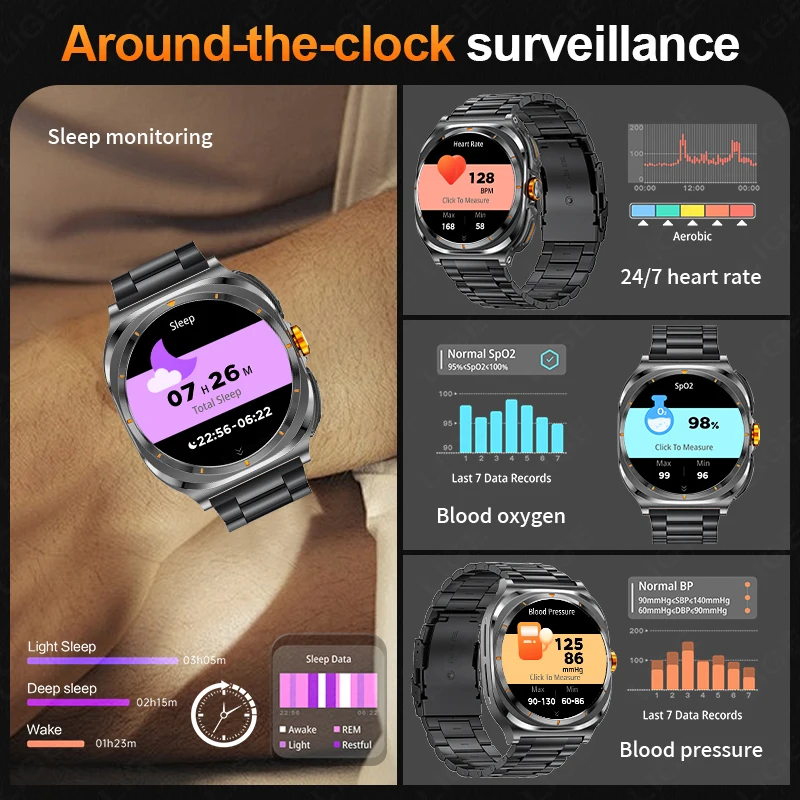 LIGE Nuovo Smart Watch con auricolare wireless TWS 2 in 1 Chiamata Bluetooth Schermo AMOLED da 1.53 "400mAh IP67 Smartwatch sportivo impermeabile