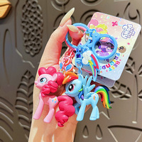 Kawaii My Little Pony Keychain Accessories Backpack Pendant Anime Figure Toy Keyring Doll Girl Gift Twilight Sparkle Fluttershy