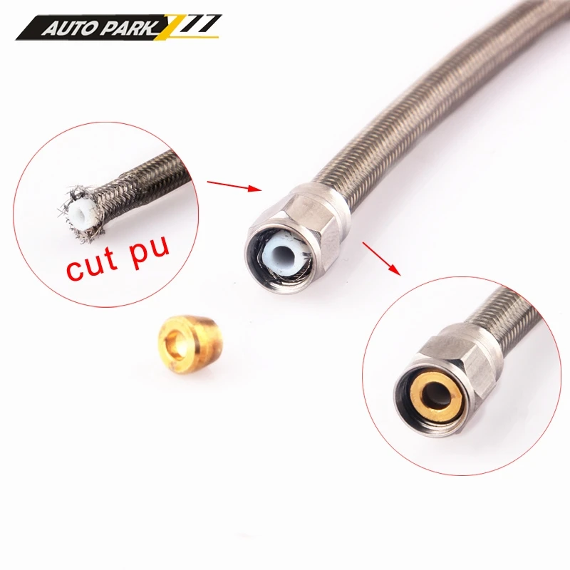 AN3 AN 10mm Stainless Steel 90 Degree Banjo Eye Brake Hose Fitting PTFE  Ends Adapter For Auto Car