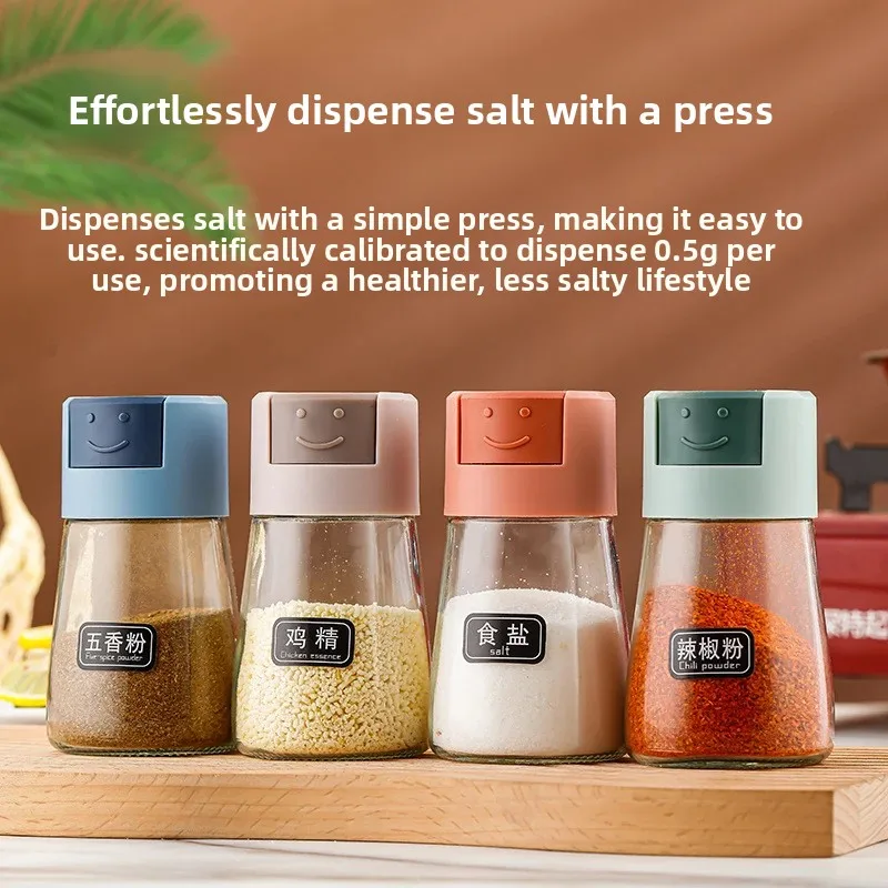 

2 Pcs Kitchen Measuring Spice Jars Glass Screw-Top Salt Shakers Salt Measuring Dispenser Salt Seasoning Bottle Spice Organizer