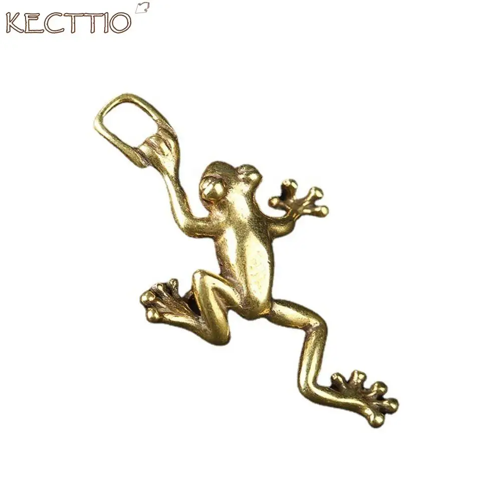 Small Leaping Frog Statue Retro Frog Solid Brass Simulation Insects Animal Handicrafts Keychain Pendant Desktop