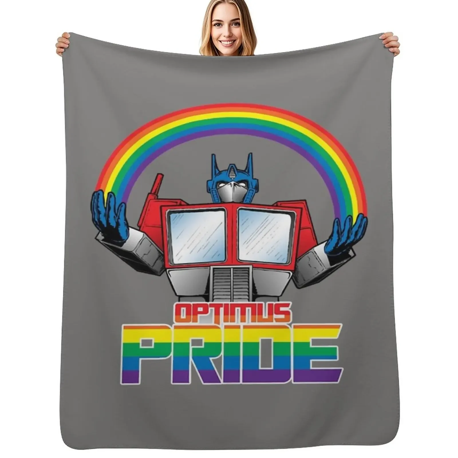 

Optimus Pride Throw Blanket Flannel Fabric Luxury St Plaid on the sofa Blanket