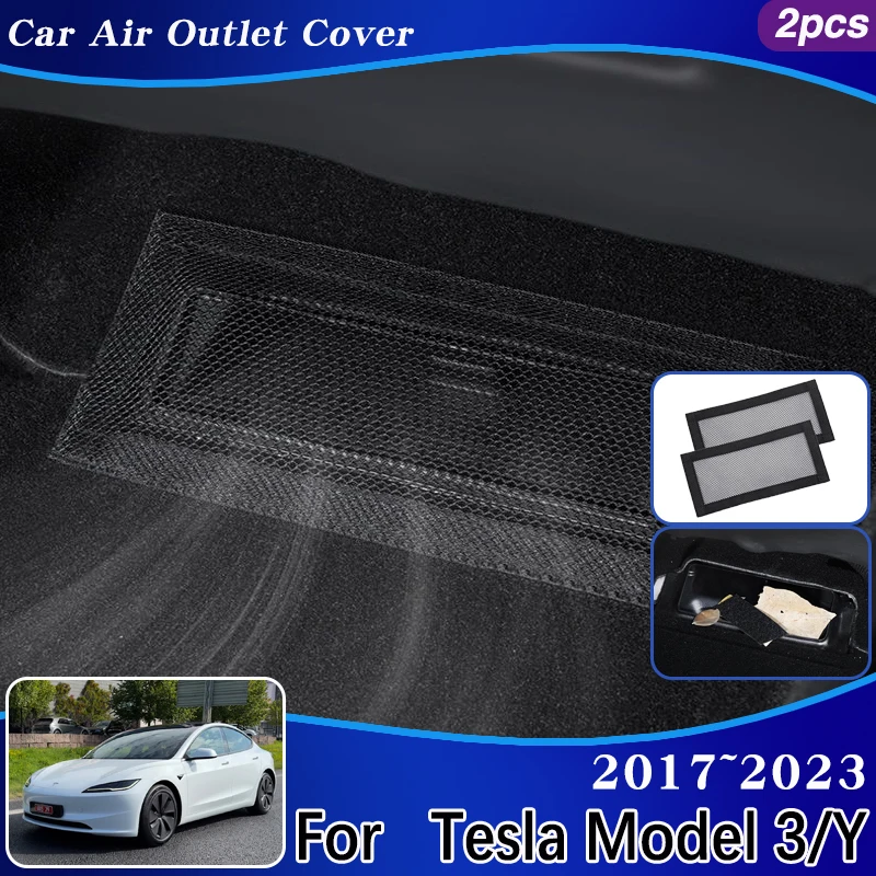 

For Tesla Model 3 Accessories Y 2017~ 2023 Car Air Outlet Covers Exhaust Vent Under Rear Seat Conditioner Ventilation Interior