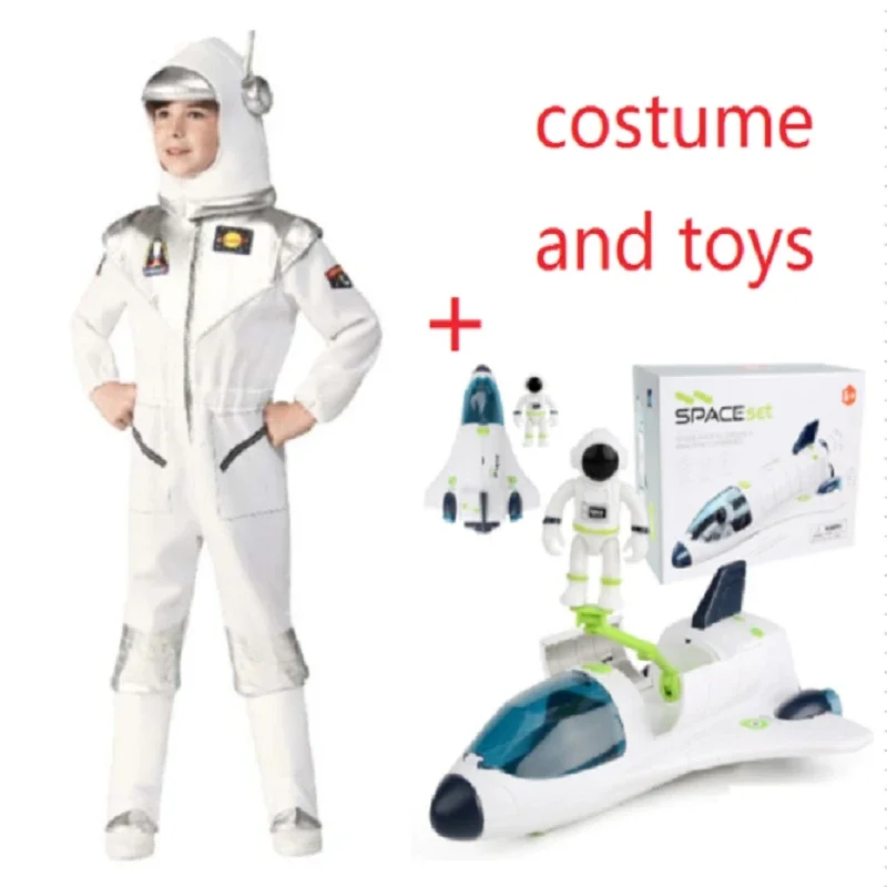 Kids Silver Spaceman Cosplay Costumes Astronaut Jumpsuit Toys Children Pilot Carnival Party Fancy Dress Up Boy Space Travel Suit