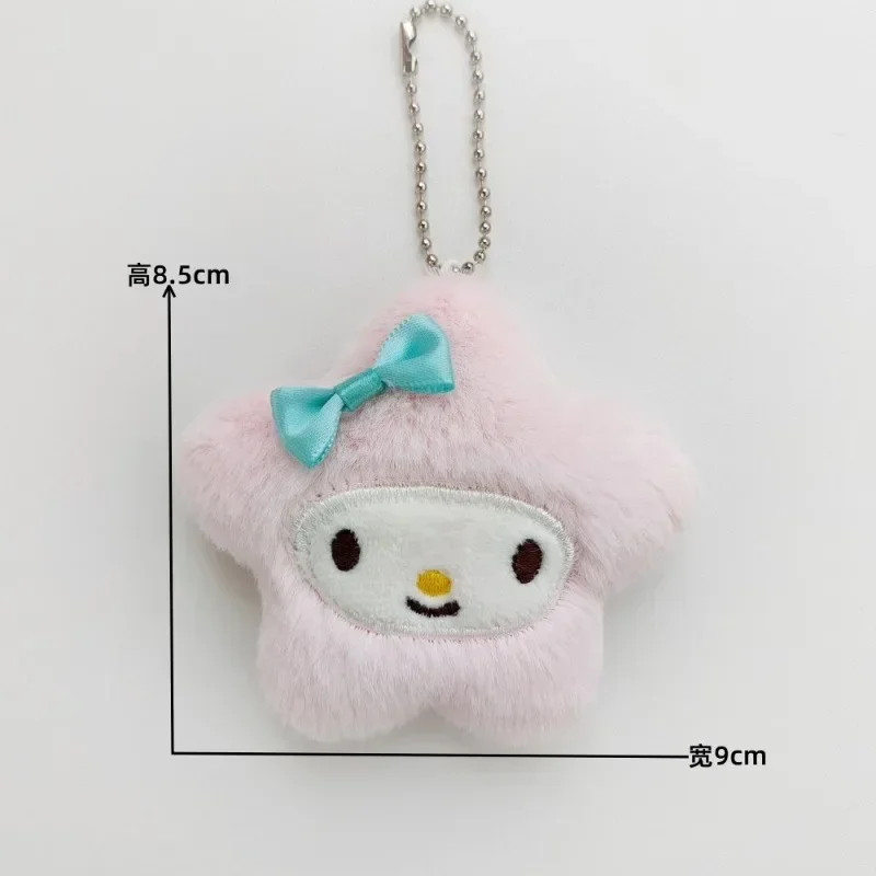 

Sanrio Plush KeyChain Kuromi Cinnamoroll Kawaii Star Keyring Hello Kitty Stuffed Backpack Pendant Melody Bag Decoration