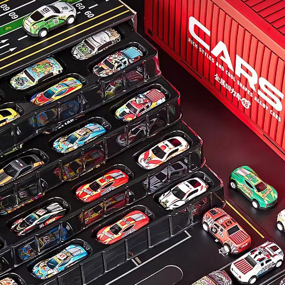 48-pack mini-speelgoedauto's voor kinderen, gemakkelijk mee te nemen, georganiseerd voor de uitwisseling van vakantiecadeaus