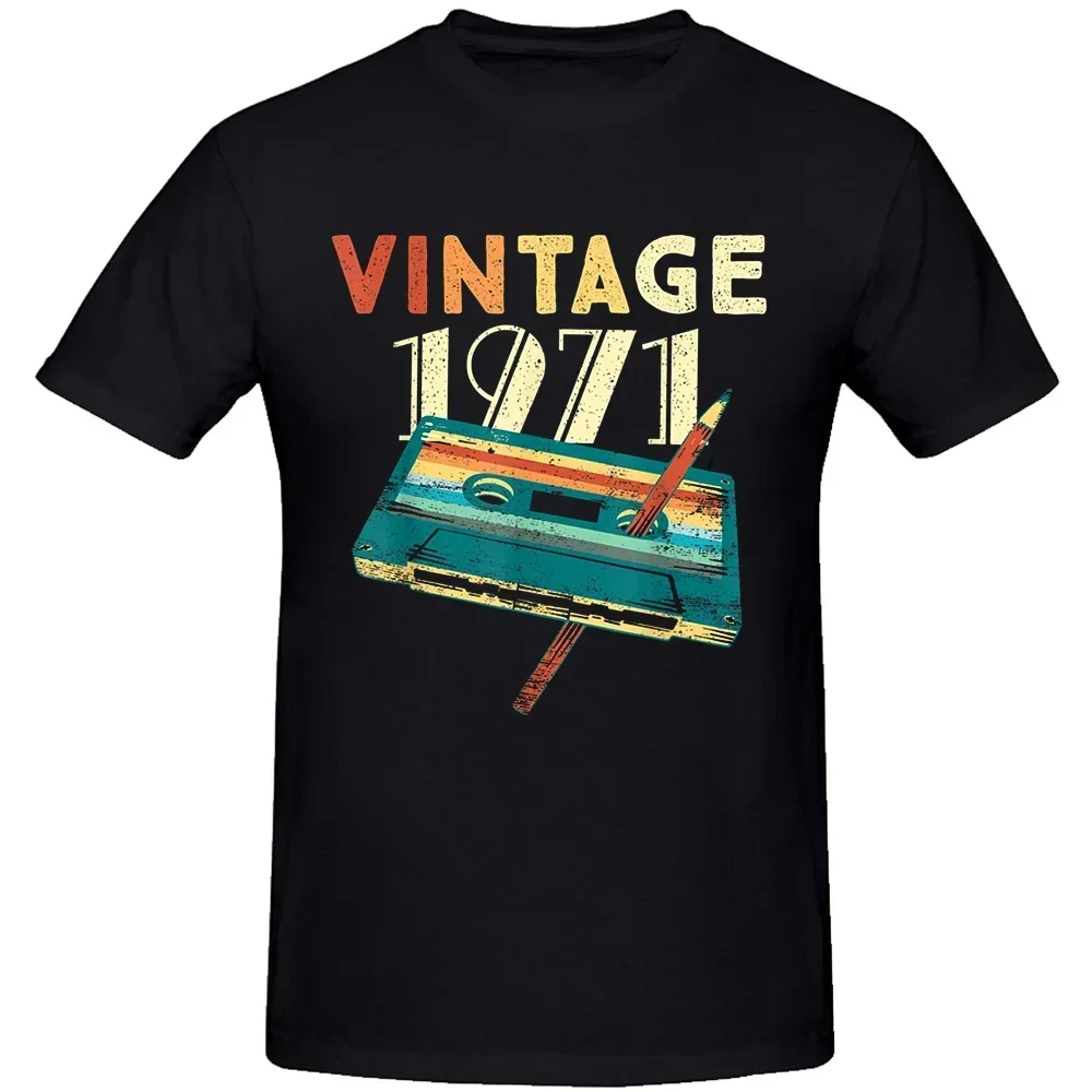 Vintage 1971 Music Cassette 53th Birthday Gifts 53 Years Old T Shirts Summer Music Lover Graphic Cotton Streetwear Daddy T-shirt