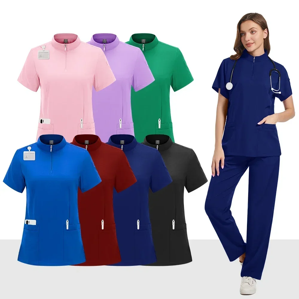 Surgical Workwear Women's Medical   Nurse Beauty Salon  Clinical Scrub Top + Pants Spa Care Slim-fit Set