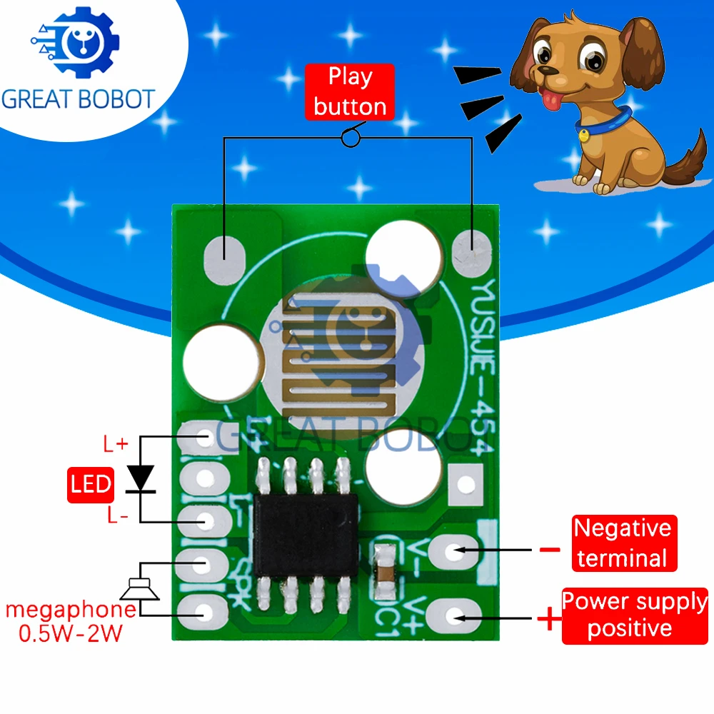 1PCS Sound Module Trigger dog Animals Barking Music Chip 3V-4.5V Yelp Voice Module for DIY/Toy pro