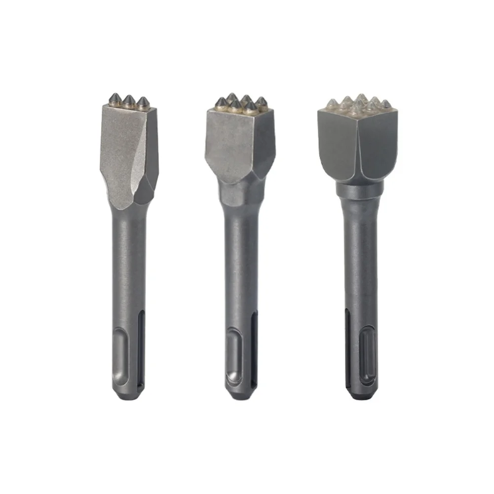 3pcs Carbide Hammer Bits Set For Multi Tooth Tip For Electric Rotary Hammer Concrete Chisel For Bush Hammering Tool Cement Floor