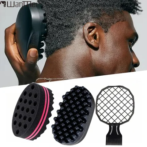 WANMIE-esponja rizada Afro lavable de goma duradera, bobina de pelo suave, rastas onduladas, horquilla Natural, herramienta de Peinado de salón