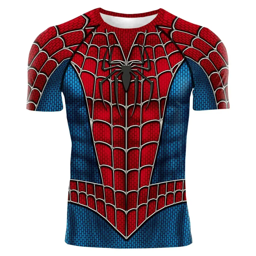 

Summer New Men Compression T Shirt Spider Role Play Short Sleeve T Shirt Superhero Tops Fitness Activewear Breathable Trendy Tee