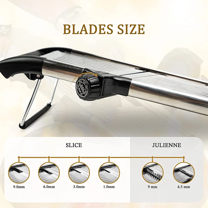 LMETJMA Adjustable Mandoline Slicer — Stainless Steel view 3