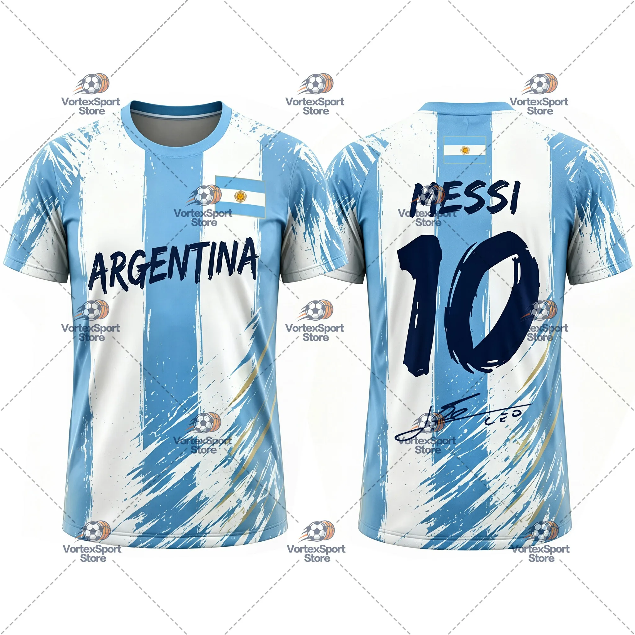Argentinien, Kinder, Messi, Nr. 10, schnelltrocknendes Fußball-T-Shirt, Herren, alle Größen, kurzärmelig, Rundhalsausschnitt, für den täglichen Fußball-Trainingssport. – Detail 10