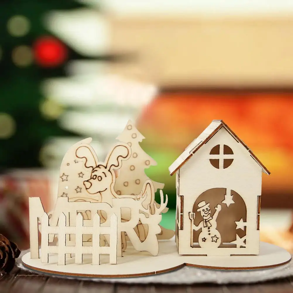 Christmas Tree Ornament Craft Diy Christmas Ornament Kit Christmas Wooden Puzzle Block Ornament Kit for Kids Adults for Dining