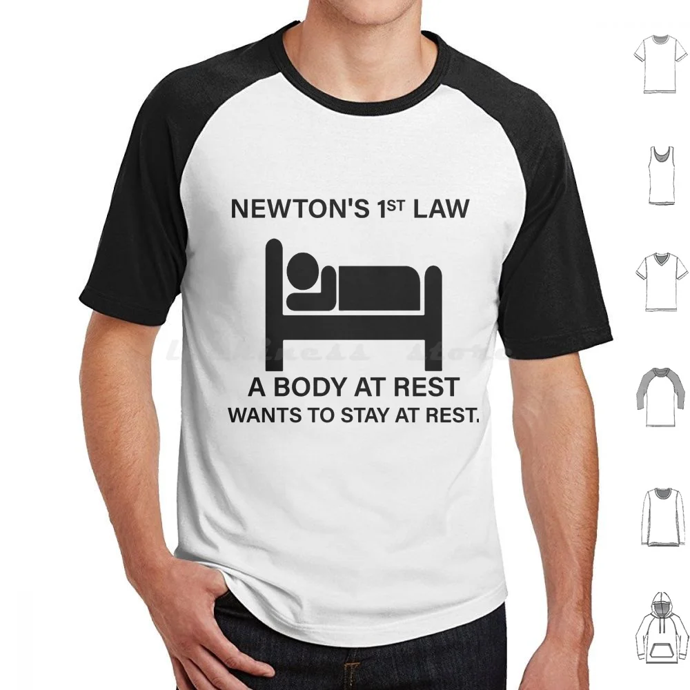 Camiseta divertida de la Primera Ley de Newton, regalo de broma para dormir, talla grande, 100% algodón, Primera Ley de Newton, esta Primera Ley del Movimiento