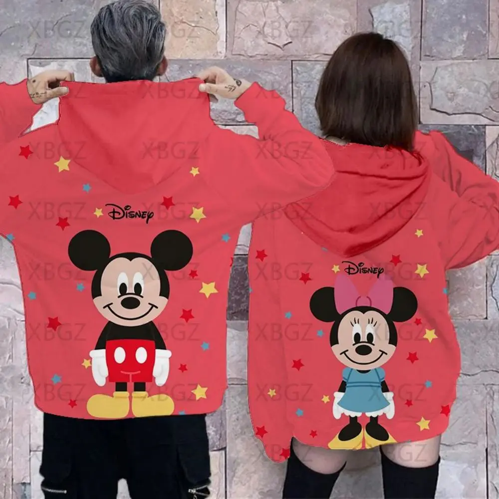 Disney-Sweats à capuche Minnie Mouse pour hommes et femmes, sweat-shirt pour femmes, vêtements pour femmes, haut pour couple, tenue Y2K, sweat à