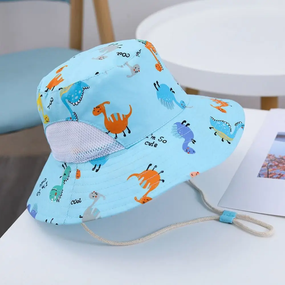 Children Bucket Hat Spring Boys Girls Sun Hat Cute Cartoon Animal Dinosaur World Outdoor Summer Kids Hat Fishing Cap 2-7 years