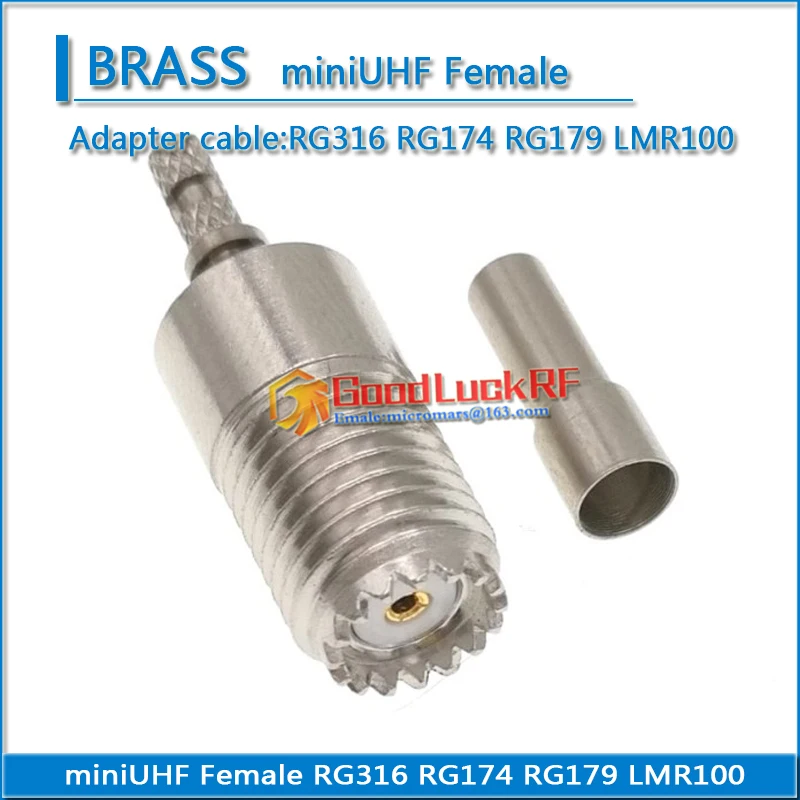 MINI UHF miniUHF Female plug Window Crimp For RG316 RG174 RG179 LMR100 Cable Brass Straight Coax RF Adapters