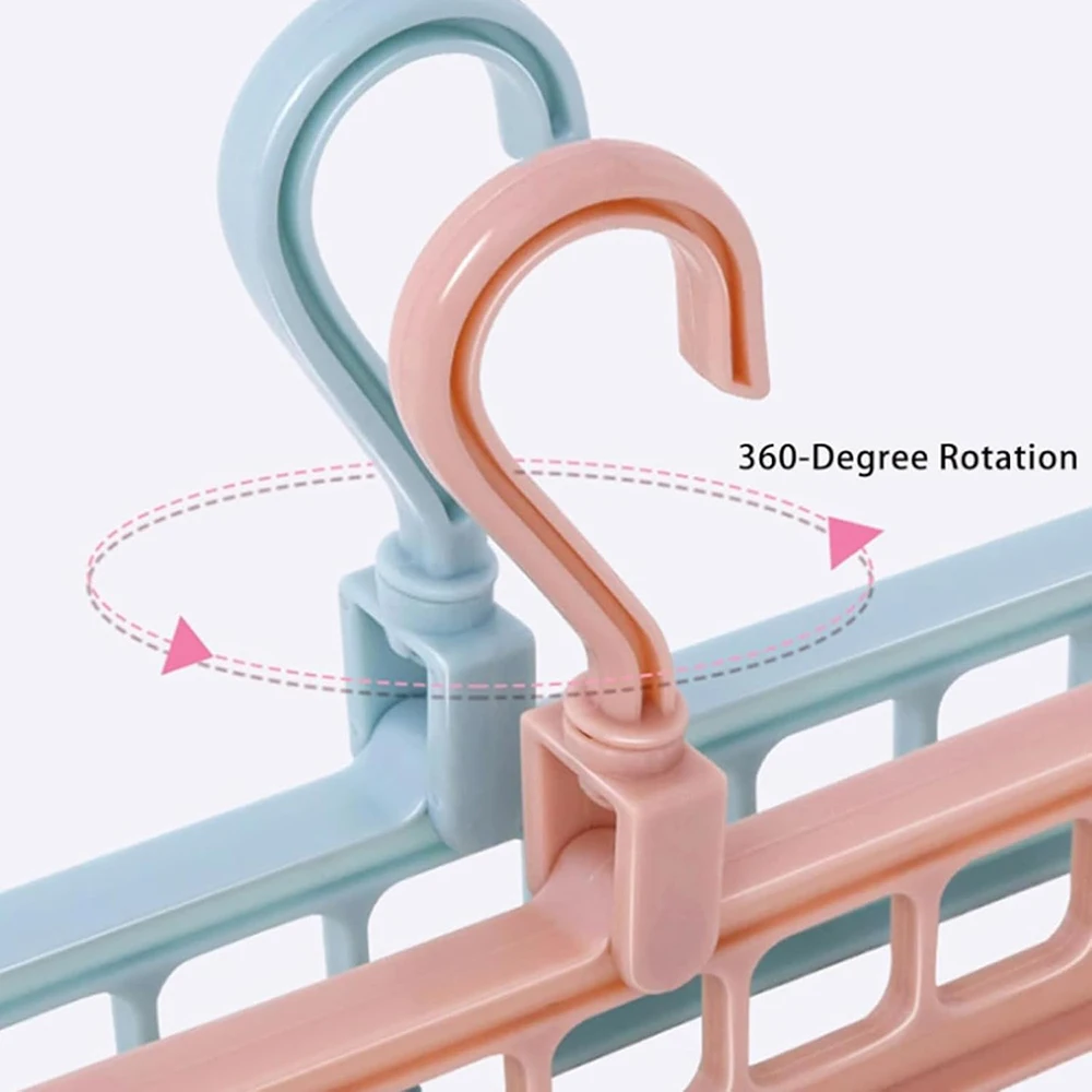 9 in 1 Holes Smart Hange Colors Random Rotate Anti-Skid Folding Hanger Multi Space Saving Heavy Duty Nine-Hole Plastic Hangers