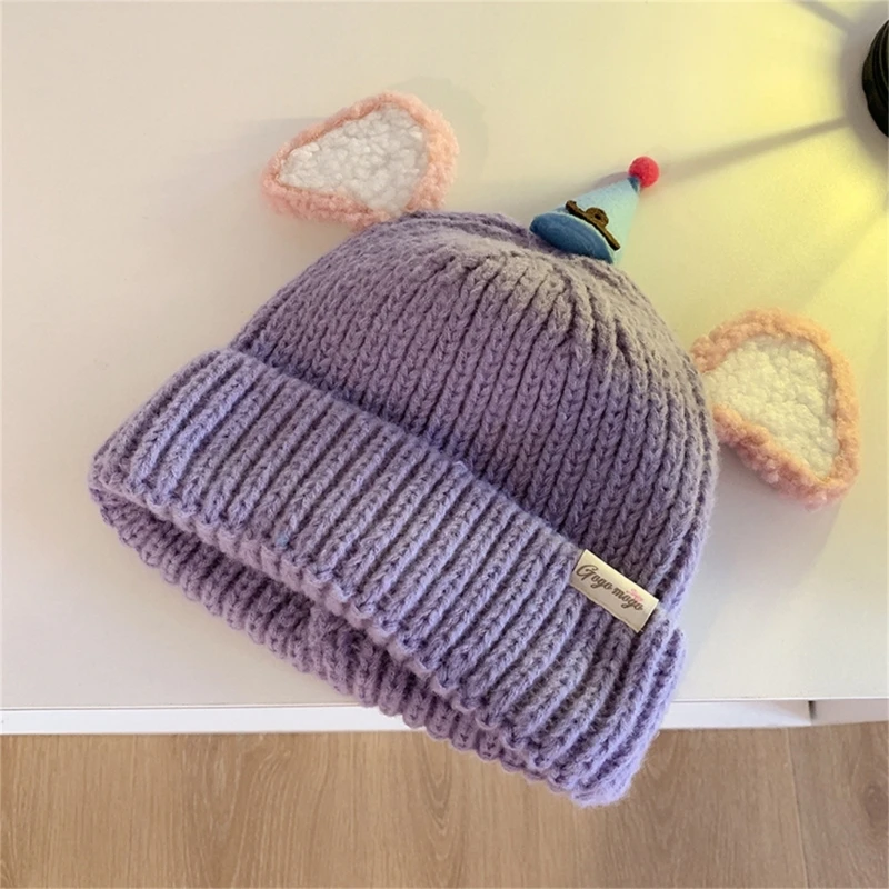 Gorro punto a con oreja dibujos animados para uso diario informal o deportivo. Nave descenso