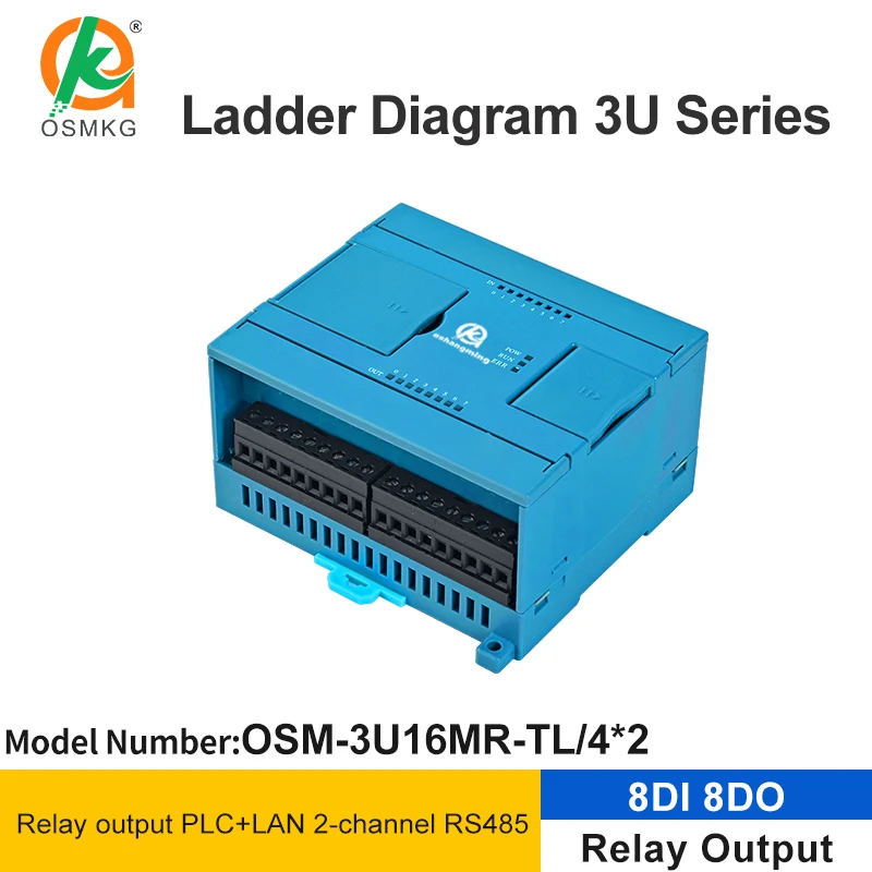Oshangming 8 entradas 8 salidas de relé PLC RS485 Lan Modbus Rtu /TCP diagrama de escalera controlador PLC