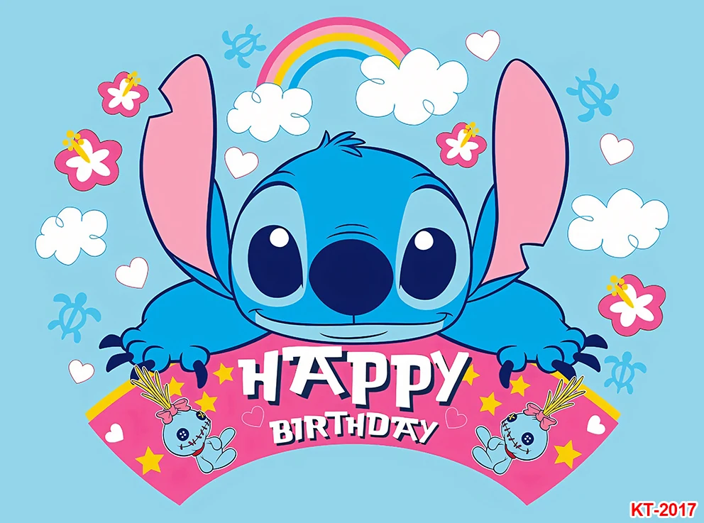 Фон для фотосъемки Лило и Стич для мальчиков и девочек, фон для вечеринки в честь первого дня рождения, украшение на стену, реквизит для детского душа