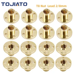 2/4/8pcs T8 Screw Round Brass Nut Pitch 2mm Lead 2/8mm T8 Stepper Motor Trapezoidal Lead Screw Nut For CNC 3D Printer Parts