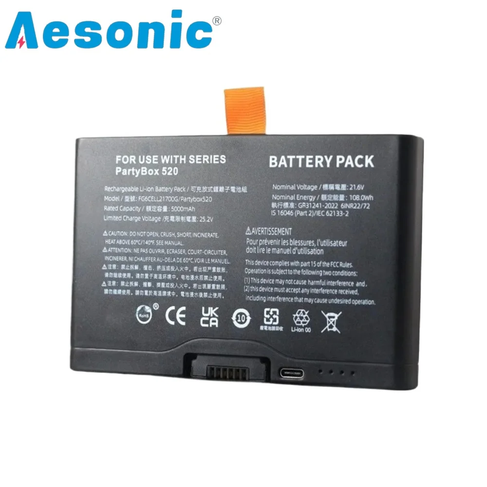NEW FG6CELL21700G Speaker Battery 5000mAh for JBL PartyBox Stage 520 / 720 /Boombox4 Spare Battery with TYPE-C Full Decoding