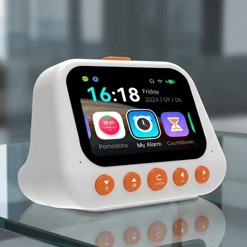 AI Smart Alarm Clock Talking Robot Kids Voice Control Educational Learning Toy Music Player Bedtime Stories Pomodoro Timer Gift