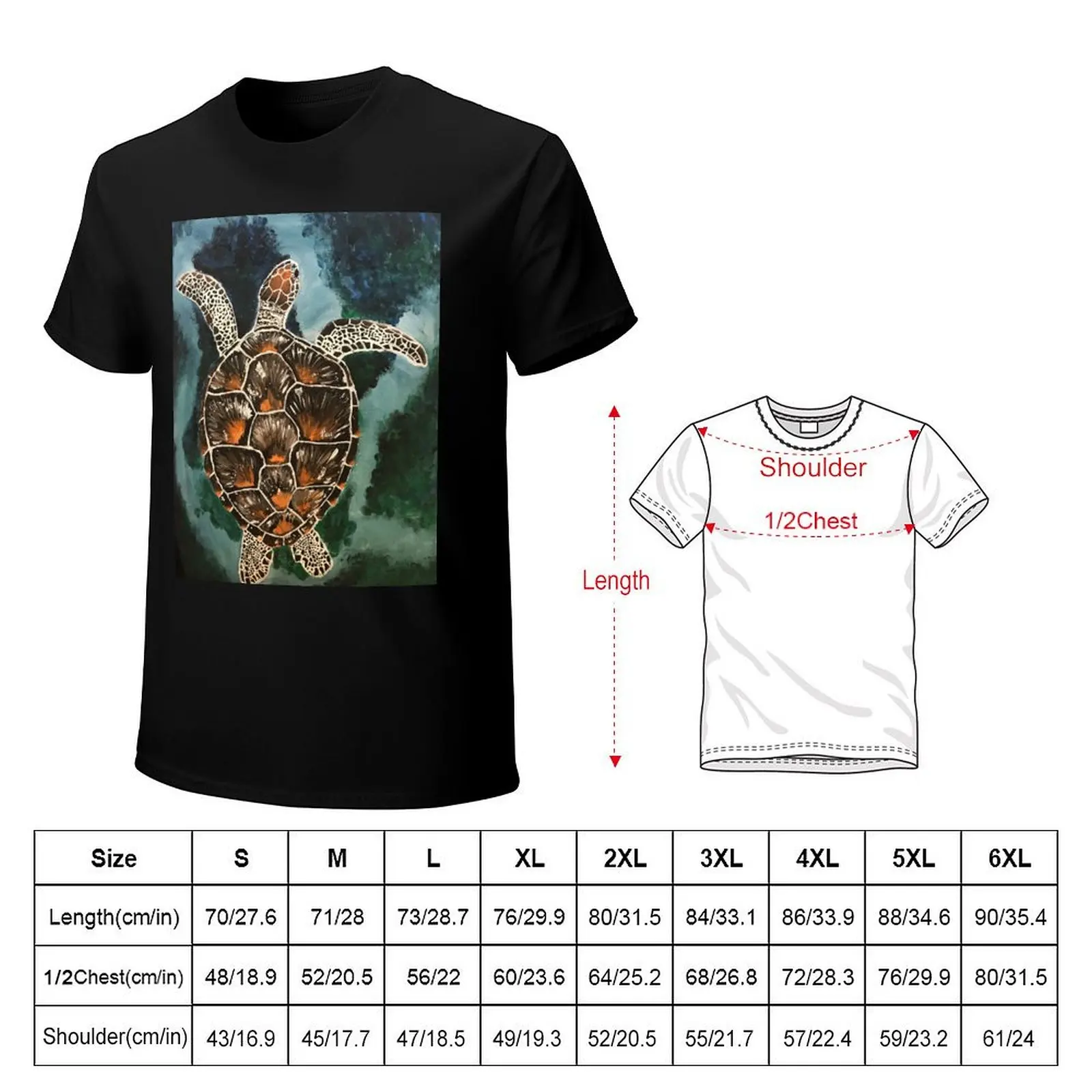 Sea Turtle Painting T-Shirt oversizeds T-shirts man cotton graphic tees custom t shirt mens t shirts top quality