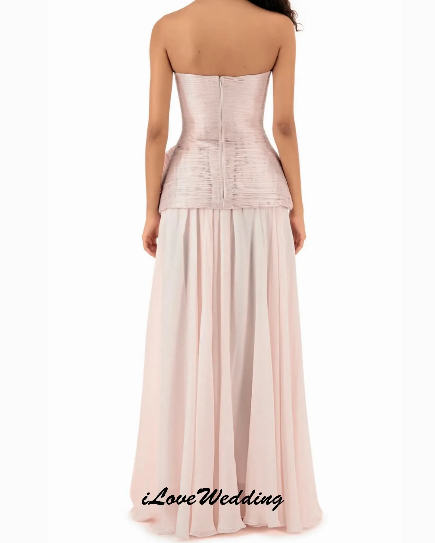 Vestidos de Noche sin tirantes de gasa rosa 2025, elegante vestido de fiesta de boda para mujer, vestidos formales hasta el suelo con flores 3d personalizados