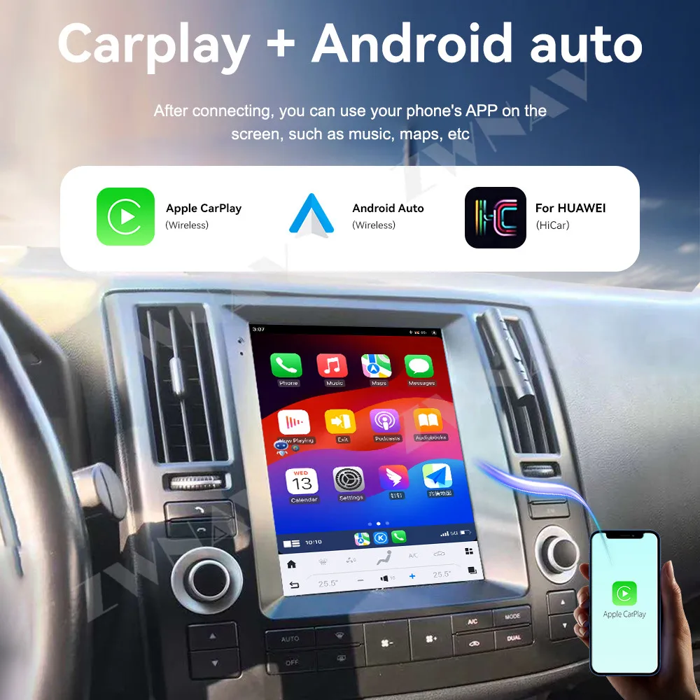 

Автомобильный радиоприемник Android 14, Carplay, 10,4-дюймовый сенсорный экран для Infiniti F35 F45 2003-2009, GPS-навигация, мультимедийный плеер, головное устройство