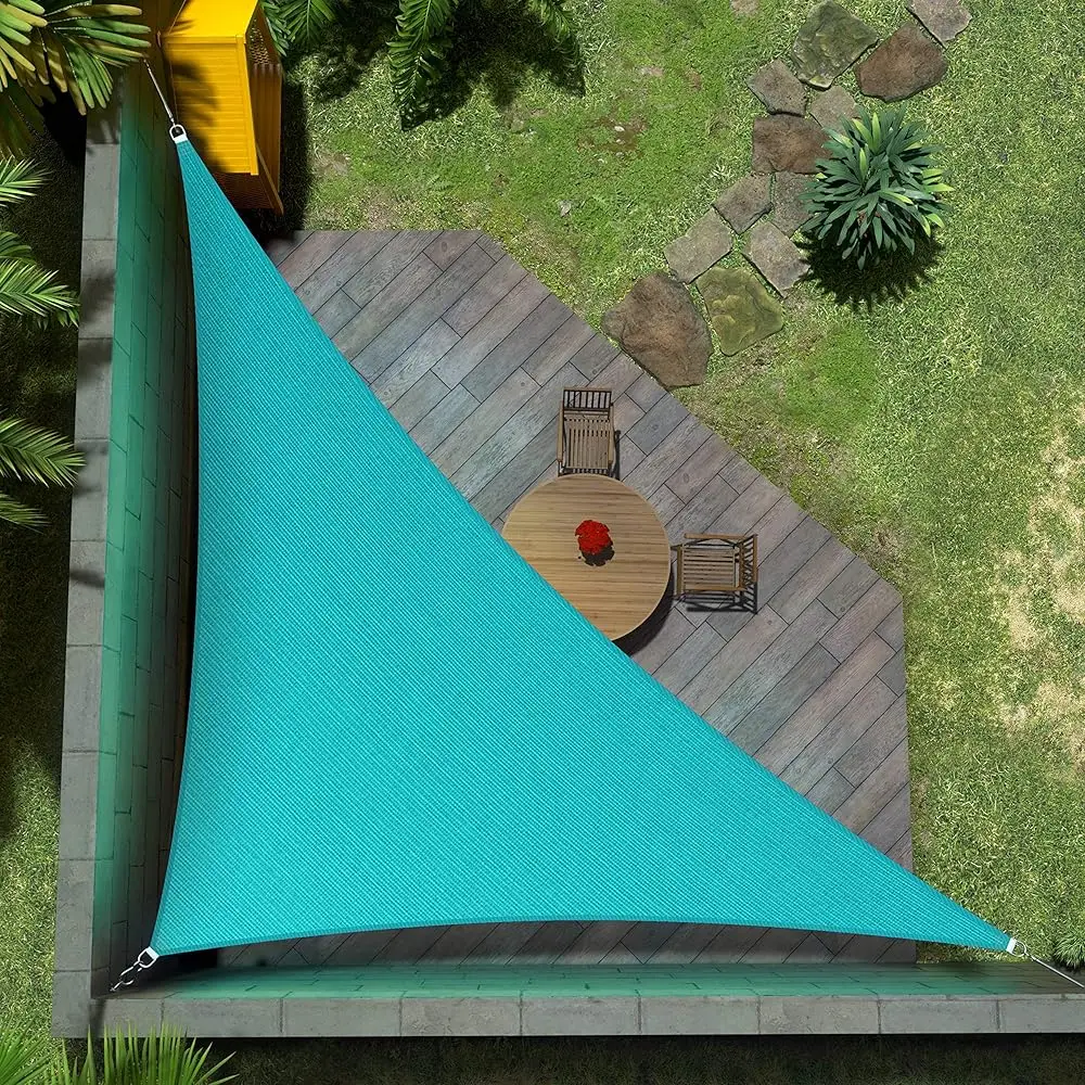 

Тент-парус треугольной формы 16' x 16' x 16' бирюзового цвета для улицы, UPF50+, AGTAPT16, 95% защита от УФ-излучения, водонепроницаемый и воздухопроницаемый.