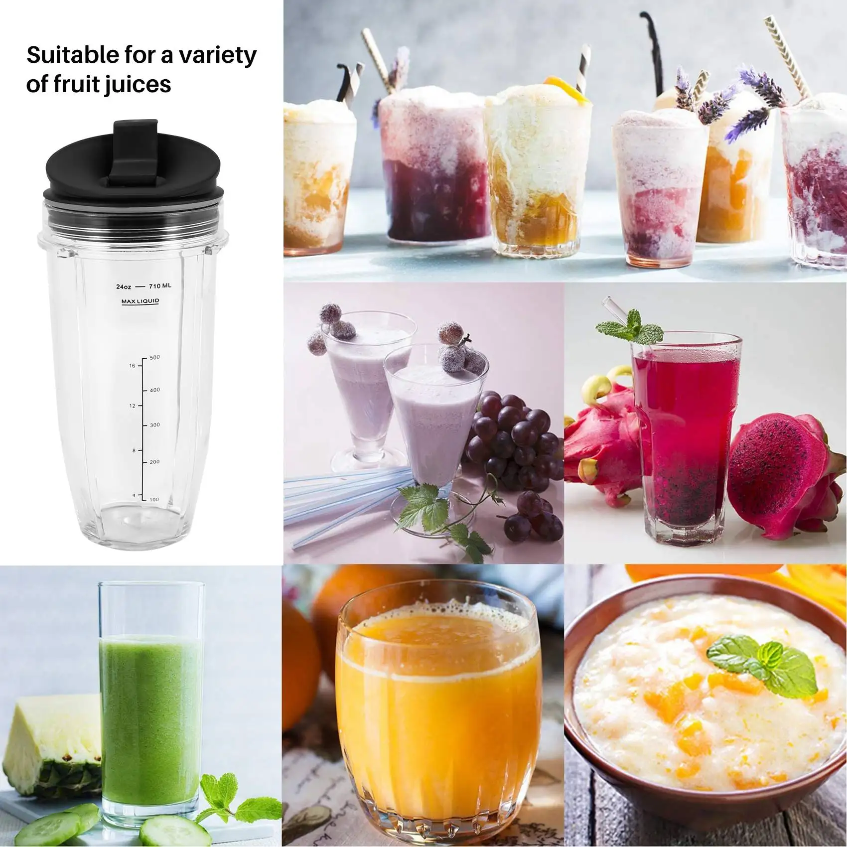 2 opakowania zamienne 24 kubek Oz z wylewką do blenderów z serii Nutri Ninja Auto IQ z BL450/BL454/BL456/BL480/BL481