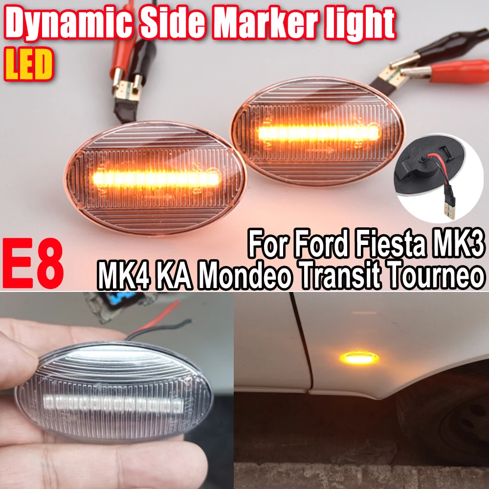 Dynamic LED Fender Light Side Marker For Ford Fiesta III IV MK3 MK4 19902000 2001 KA Mondeo I Transit Tourneo lamp turn signal