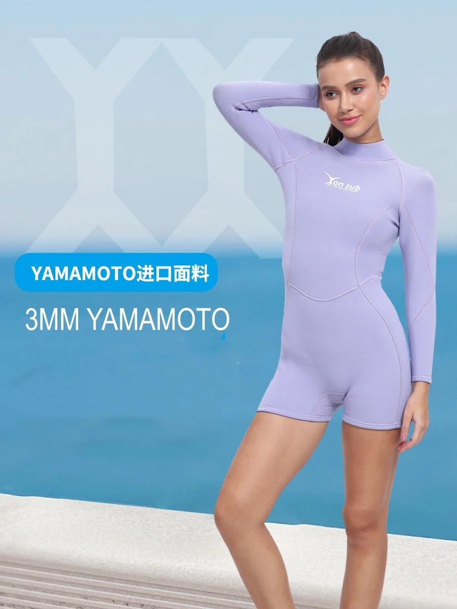 

3MM Women YAMAMOTO Neoprene Spearfishing Keep Warm Snorkeling Swim Diving Suit Scuba Long Sleeve Back Zipper Kayaking WetSuit
