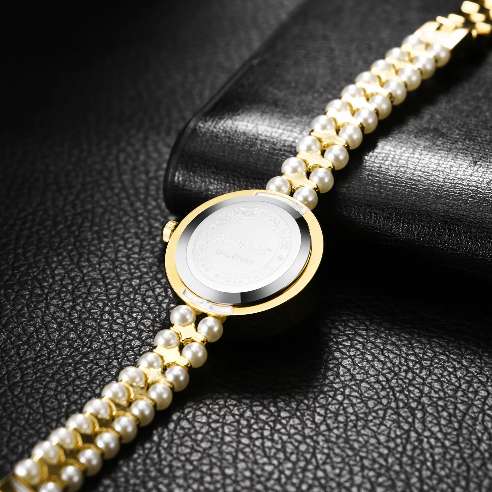 Lancarro Full diamond case Pearl strap orologio al quarzo impermeabile da donna cinturino staccabile bracciale orologio splendidamente decorato