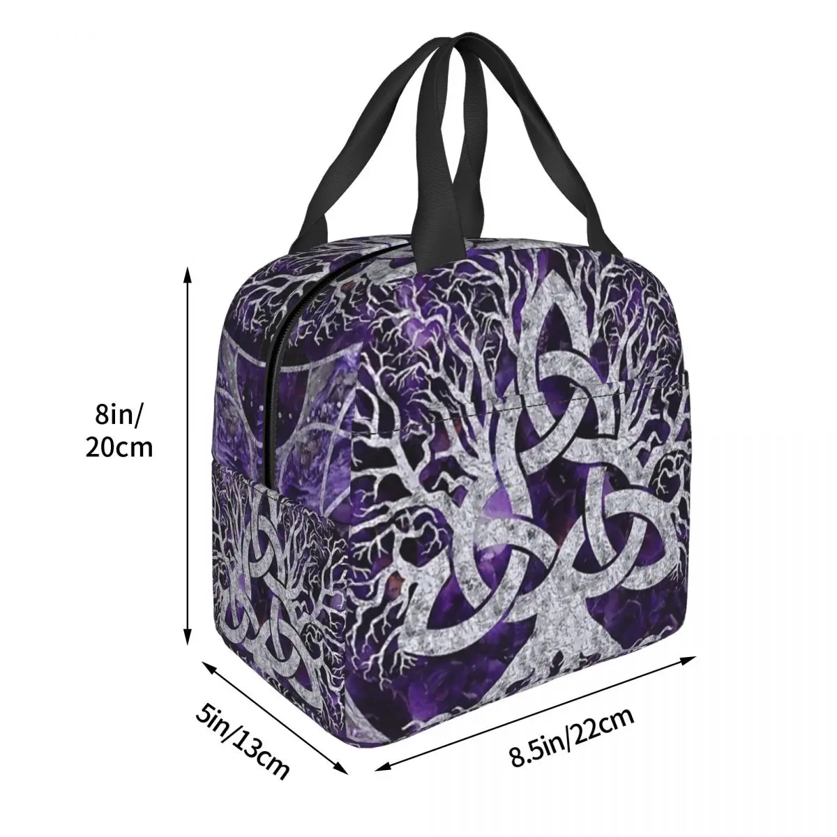 Tree Of Life With Triquetra Amethyst And Silver Lunch Bags Insulated Bento Box Lunch Tote Resuable Picnic Bags Thermal Bag