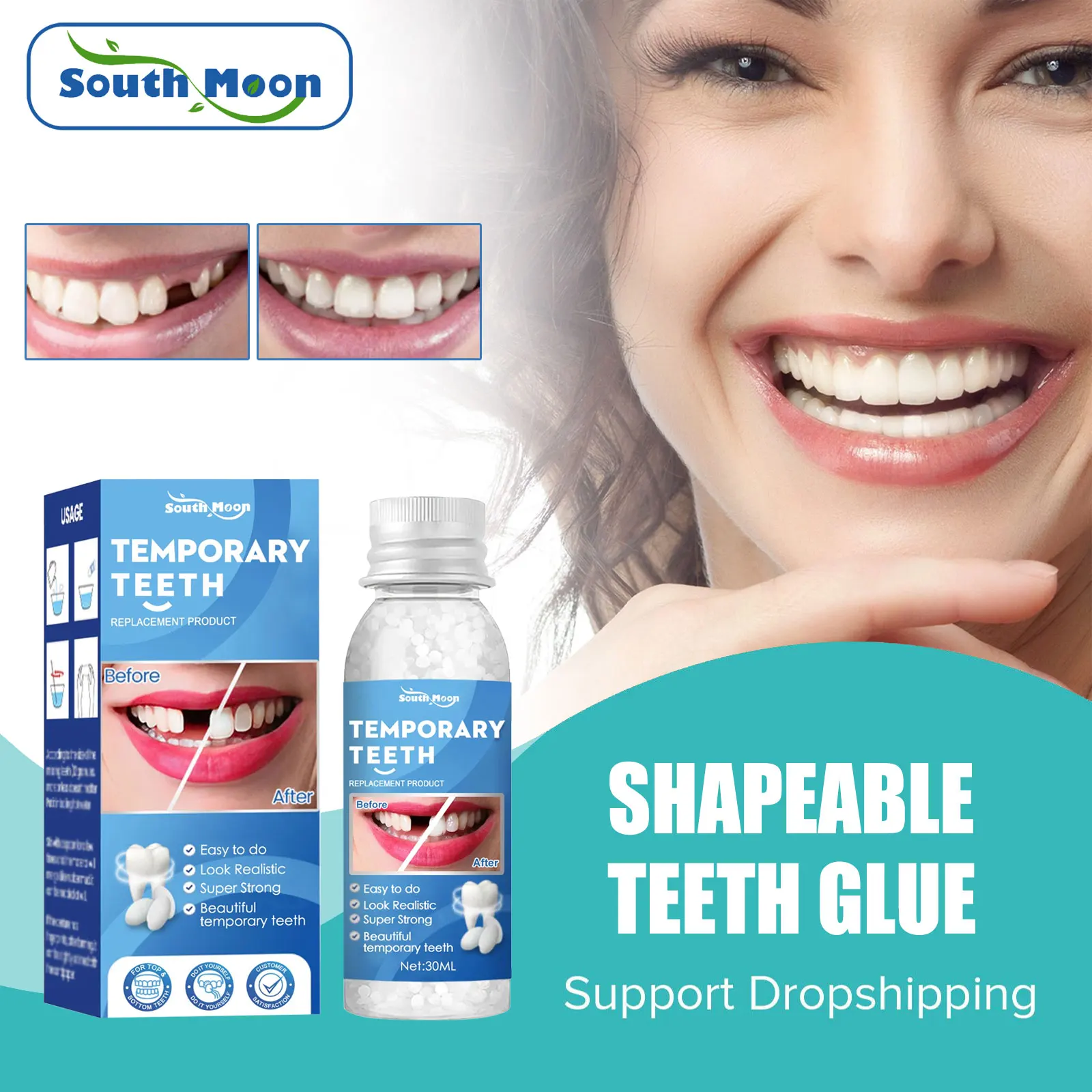 South Moon Tooth Repair Glue Shapeable Teeth Temporary Denture Falseteeth Adhesive Modification Dental Gap Filling Solid Glue