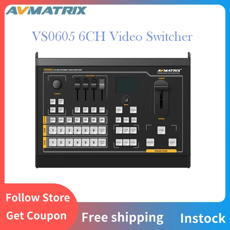 

Avmatrix VS0605 6CH SDI/HDMI Multi-format Live Production Streaming Video Switcher With PGM Recorder For Streaming