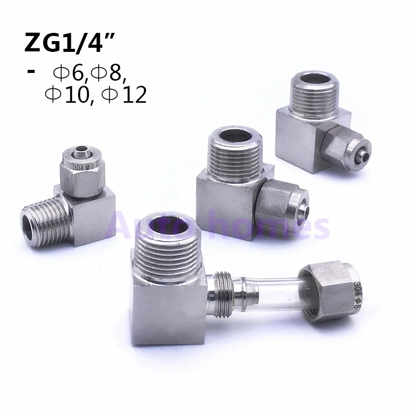 Stainless Steel Quick Coupler ZG1/4'' Male O.D 6 8 10 12 Mm PU Tube Fast Twist Hose SS304  L Type Connector Fitting