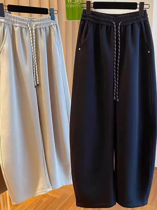 

plus Size Fce Lined Bananas Pants Casual Straight Leg Autumn Winter Warm Trousers for Men And Women Couples Match