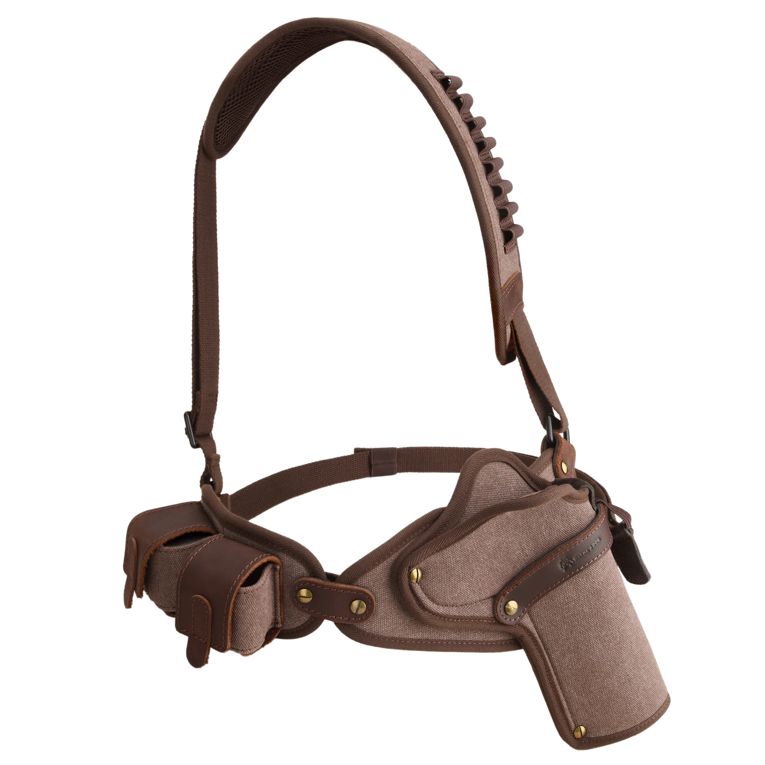 Canvas Revolver Chest Holster with Double Holder for Single / Double-action RevolversSuit for Right Handed