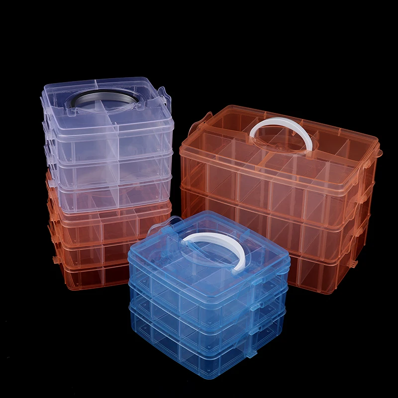 3 Layers Transparent Plastic Jewelry Storage Box Large-Capacity Finishing Box Necklace Ring Stud Earrings Box Ornament Box