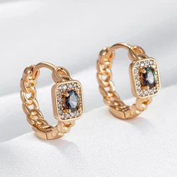 Wbmqda Fashion Colorful Natural Zircon Hoop Earrings For Women 585 Rose Gold Color High Quality Daily Party Fine Jewelry Gifts