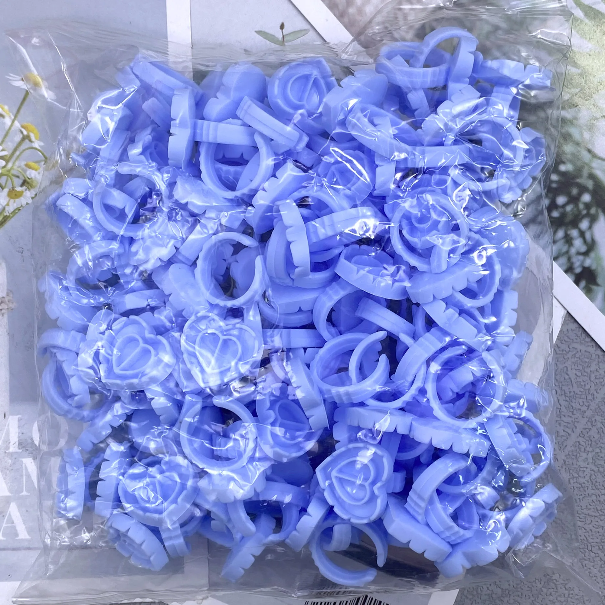 100Pcs Großhandel Einweg Wimpern Kleber Fan Tasse Ringe Halter Container Tattoo Pigment Wimpern Verlängerung Werkzeuge Lash Liefert